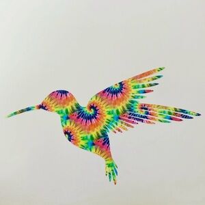 Colorful Tie-Dye Hummingbird Vinyl Decal